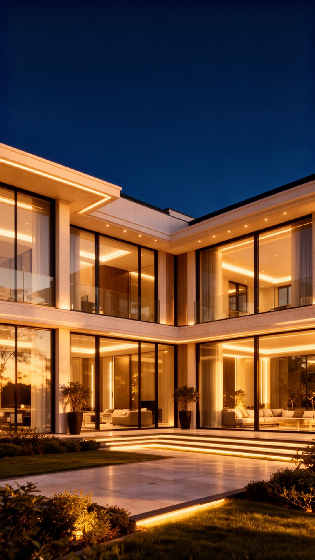 Casa moderna ao entardecer
